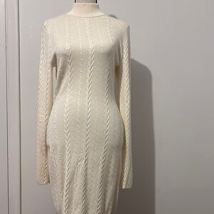 Elegant Cream Cable Knit Dress
